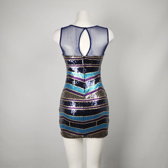 As U Wish Blue & Purple Sleeveless Sequined Mini Dress Size S - Picture 8 of 11